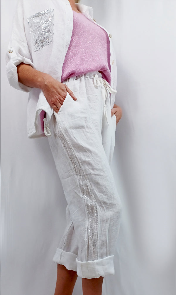 Pantalon lin relax fit