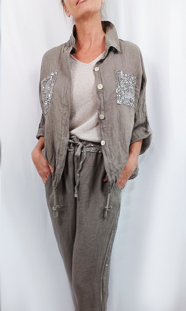 Pantalon lin relax fit