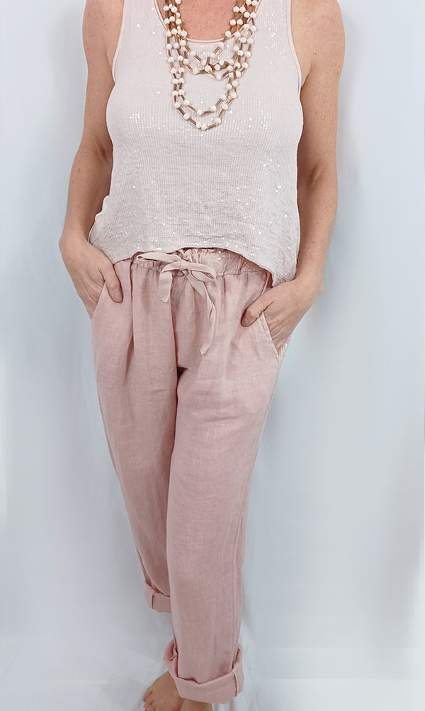 Pantalon lin relax fit