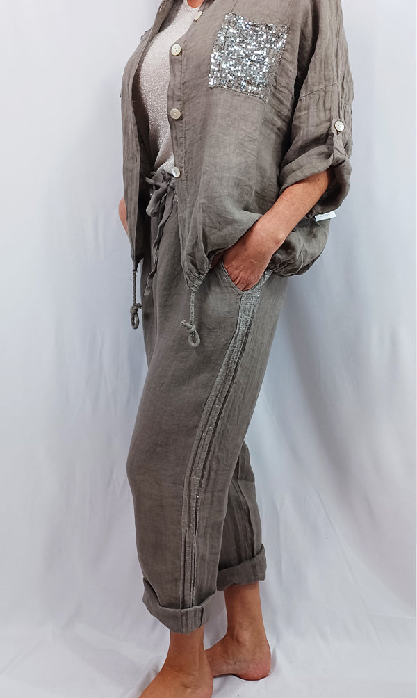 Pantalon lin relax fit