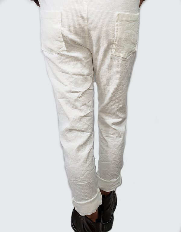 White corduroy pants