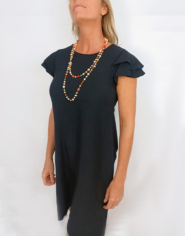 Round neck ruffled sleeve dress