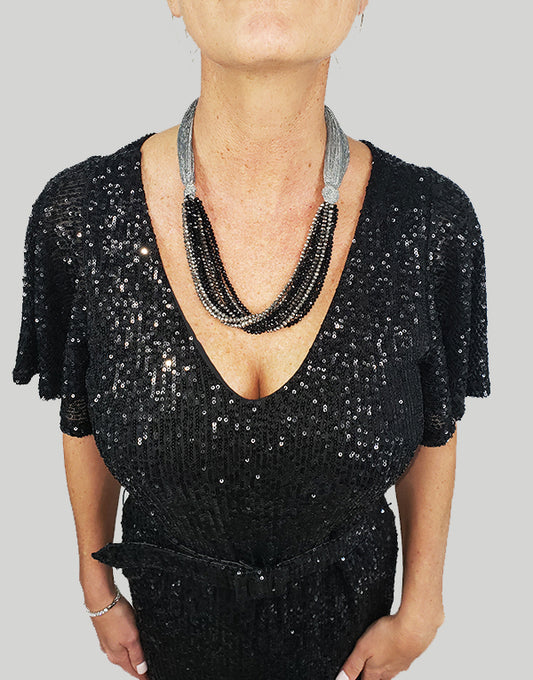 Collier mode noir et gris