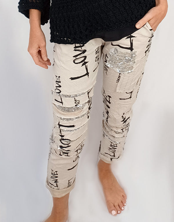 Printed stretch pants